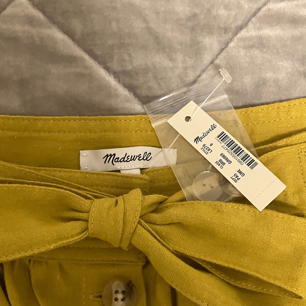 Madewell Tie Palisade Button Front Midi Skirt in Linen-Cotton Size 6 - Picture 5 of 9